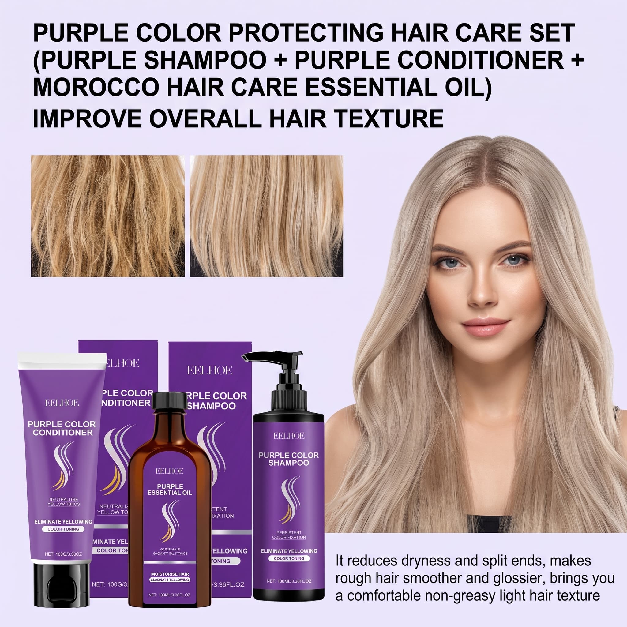 Purple Toning Shampoo - Set de Champú Morado con Acondicionador,